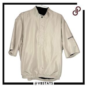 DryJoys By FootJoy Men's Half Zip Short Sleeve Pullover Golf Jacket Beige Large